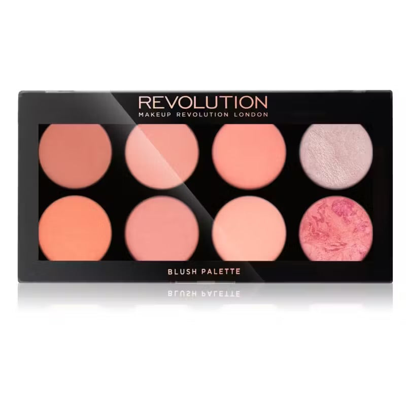 Makeup Revolution Ultra Blush Makeup Palette, Bronzer & Highlighter, Includes 8 Shades, Gluten free, Vegan & Cruelty Free, Sugar & Spice, 13g