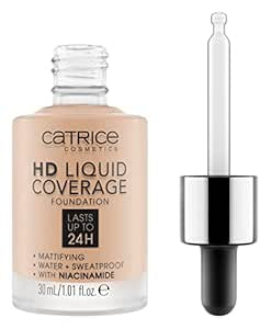 Catrice | HD Liquid Coverage Foundation | 24H Wear, Matte Finish, High Coverage, Waterproof Formula with Niacinamide