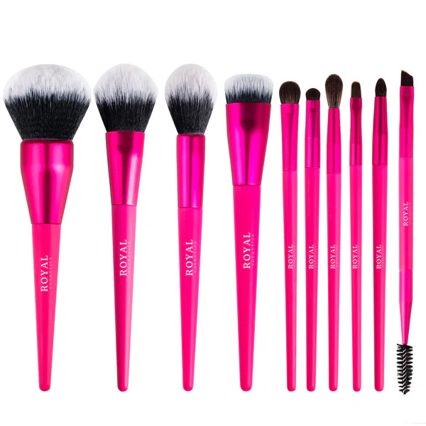 Royal Cosmetics HOT PINK- 10 piece brush set