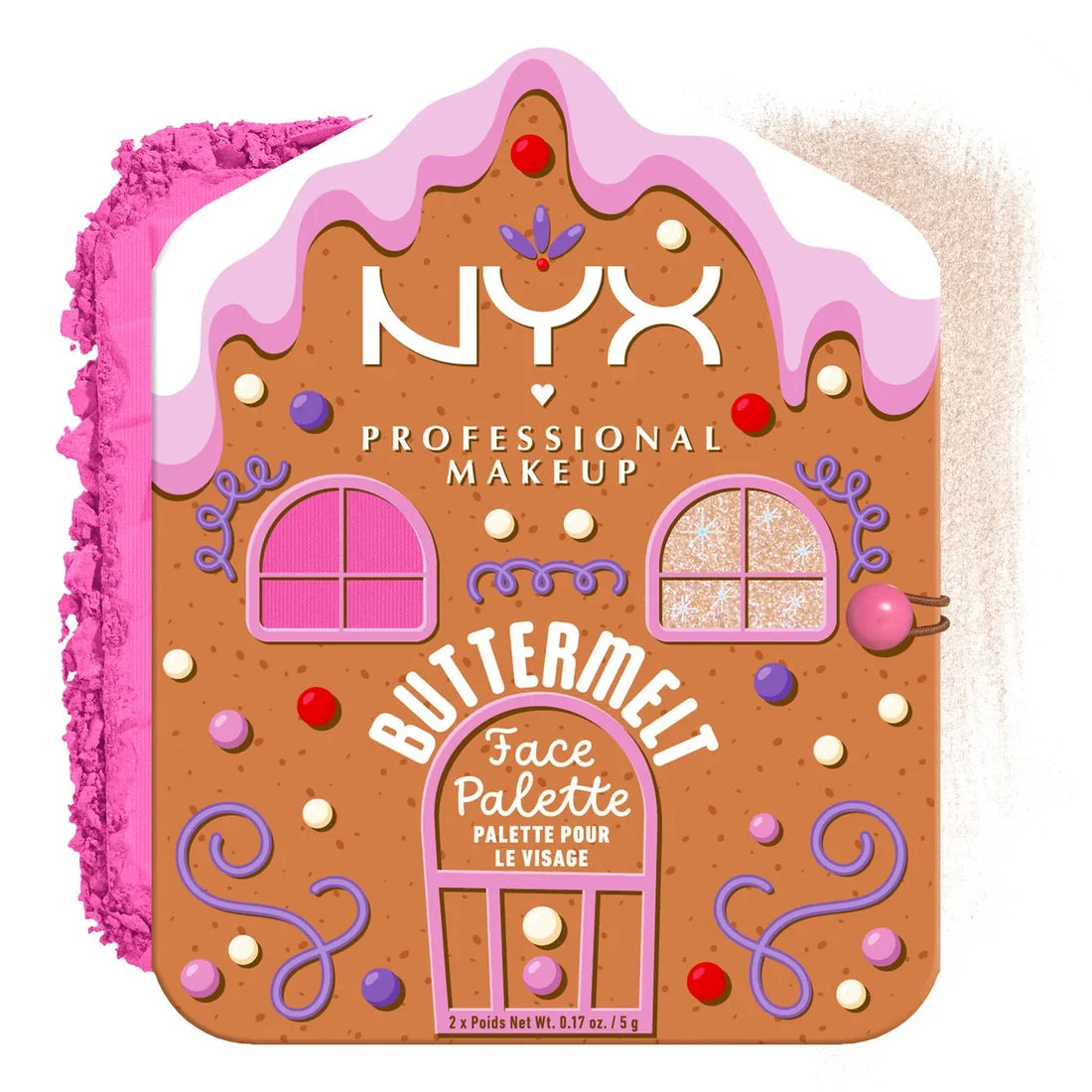 NYX - Holiday Buttermelt Face Palette | LIGHT/MEDIUM - Light fuchsia with soft nude